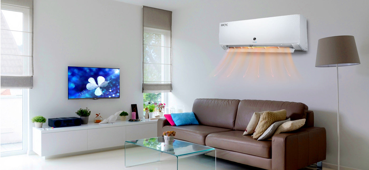 white split ac with lec tv in a room