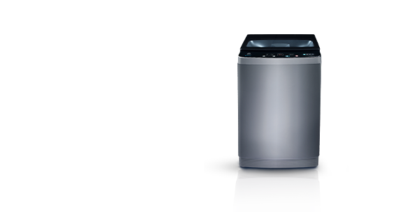 fully automatic washing machine in silver and black