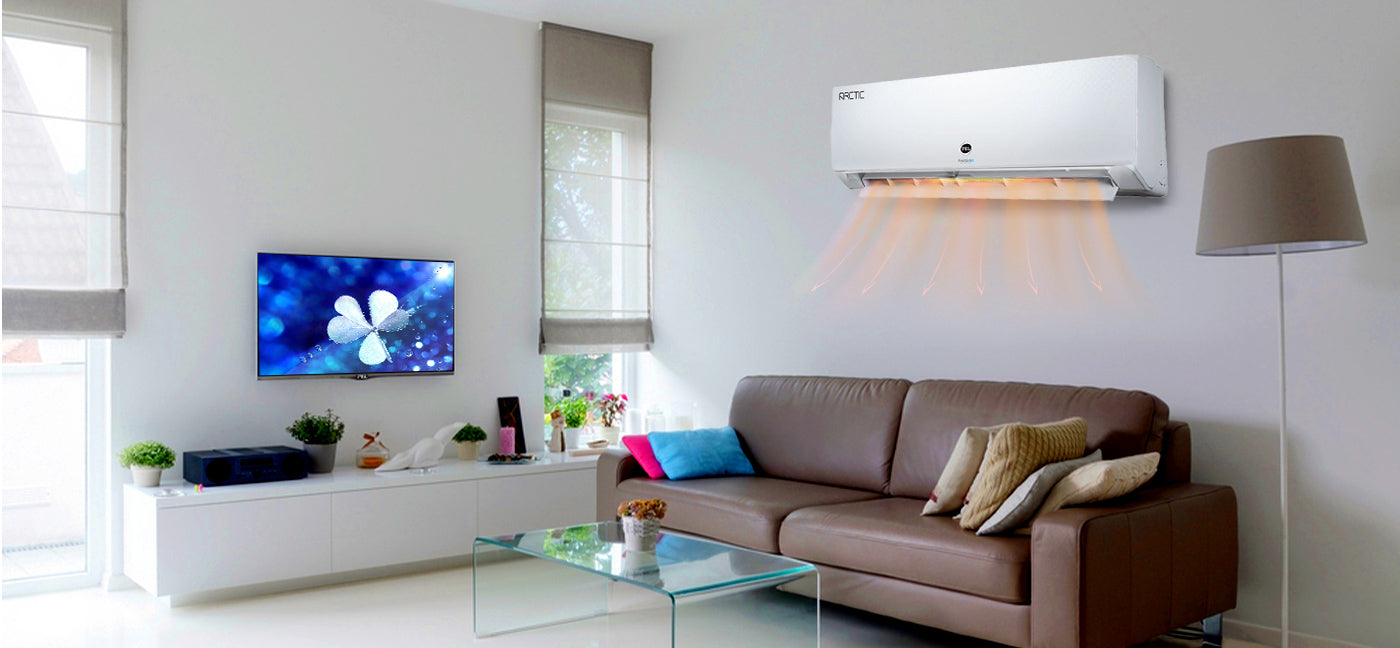 white split ac with lec tv in a room